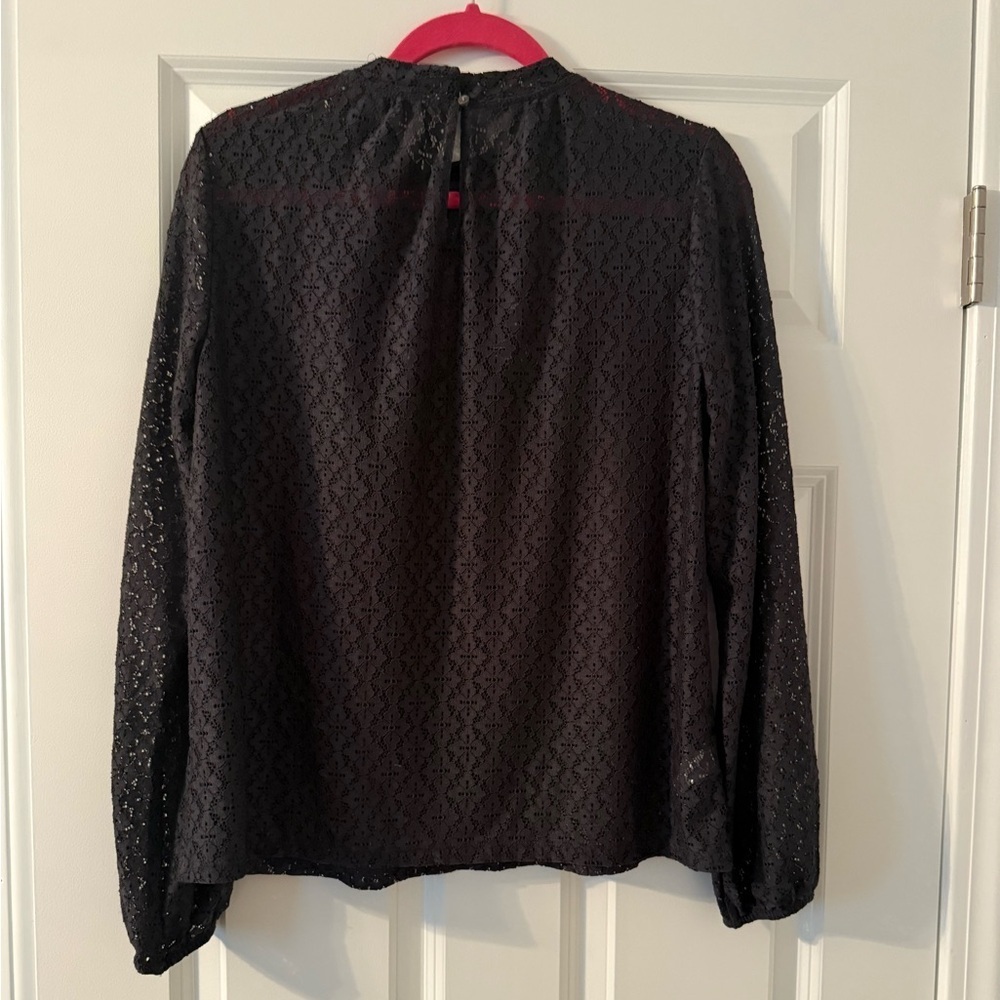 Loft | Grey Lace Long Sleeved Blouse | Size S - Picture 2 of 8